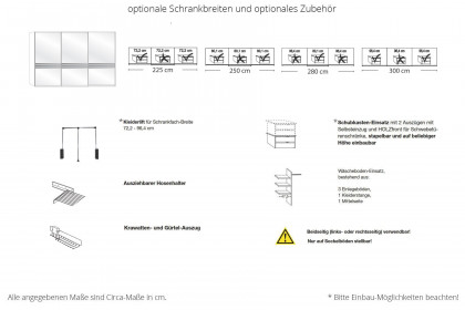 Kopenhagen von Wiemann - Kleiderschrank Glas kieselgrau - Glas havanna