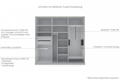 Kopenhagen von Wiemann - Kleiderschrank Glas kieselgrau - Glas havanna