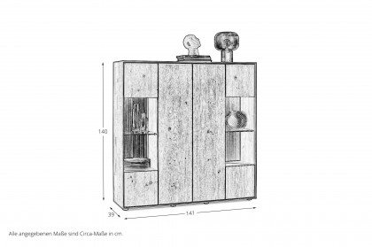 Vala von Hartmann - Highboard 7141 Kerneiche massiv