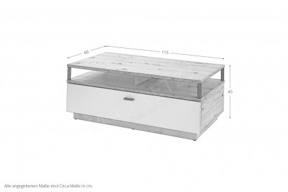 Modica von IDEAL Möbel - Couchtisch Eiche Artisan/ modern white