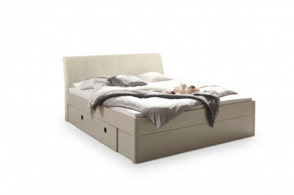 Carano von POL Power - Bett mit Bettkästen und gepolstertem Kopfteil beige