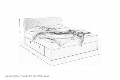 Carano von POL Power - Bett mit Bettkästen und gepolstertem Kopfteil beige