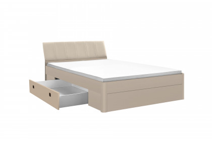 Carano von POL Power - Bett mit Bettkästen und gepolstertem Kopfteil beige
