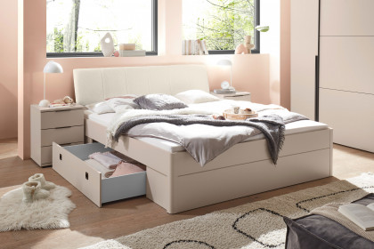 Carano von POL Power - Bett mit Bettkästen und gepolstertem Kopfteil beige