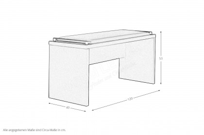 Kopenhagen von Wiemann - Ankleidebank kieselgrau mit Sitzpolster