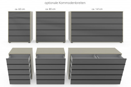 Kopenhagen von Wiemann - Kommode grau mit Front Havannaglas