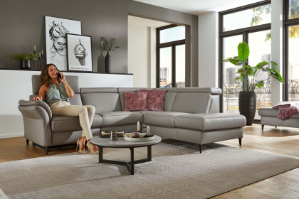 PN-EM24034 von Polinova - Ledersofa Variante rechts granit