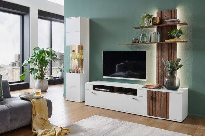 Morella von IDEAL Möbel - Wohnwand weiß mit Eiche Ribbeck