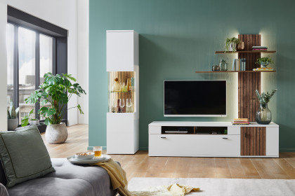 Morella von IDEAL Möbel - Wohnwand weiß mit Eiche Ribbeck