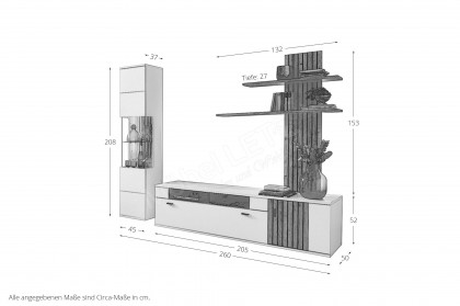 Morella von IDEAL Möbel - Wohnwand weiß mit Eiche Ribbeck