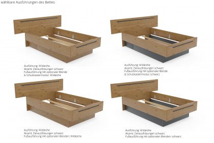 Incasa Onema von Decker - Massivholzbett mit breitem Kopfteil Wildeiche geölt
