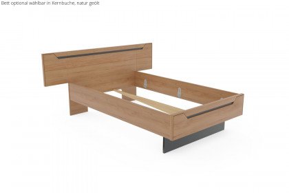 Incasa Onema von Decker - Massivholzbett mit breitem Kopfteil Wildeiche geölt