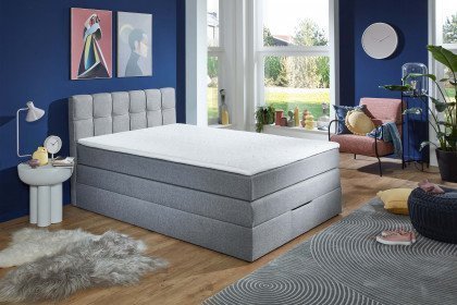 Luca II von Sofa-Team - Boxspringbett in Hellgrau