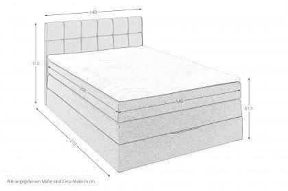 Luca II von Sofa-Team - Boxspringbett in Hellgrau