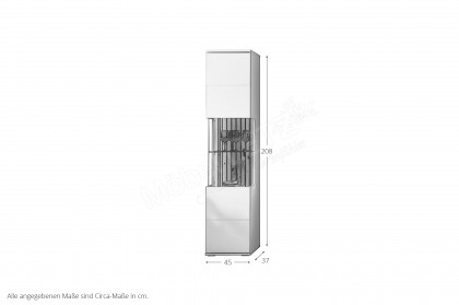 Morella von IDEAL Möbel - Vitrine in Weiß mit Eichenrückwand