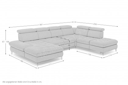 Carolina C XC von Poco - XXL-Sofa rechts taupe