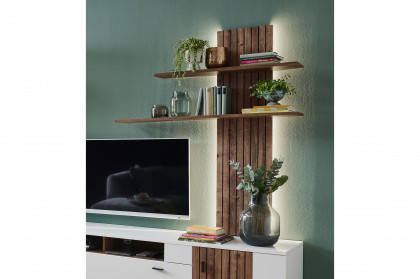 Morella von IDEAL Möbel - Wandboard weiß/ Eiche inklusive Beleuchtung