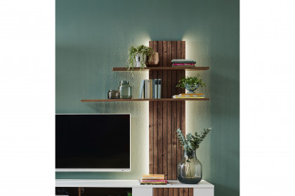 Morella von IDEAL Möbel - Wandboard weiß/ Eiche inklusive Beleuchtung