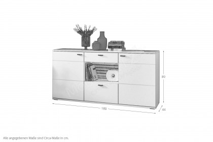 Morella von IDEAL Möbel - Sideboard weiß mit Eiche Ribbeck