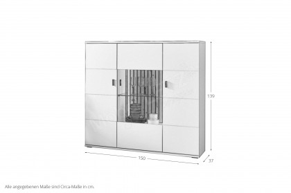 Morella von IDEAL Möbel - Highboard in Weiß mit Eichenrückwand