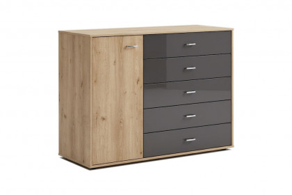 Sevilla von Wiemann - Kommode Glas graphit - Bianco-Eiche