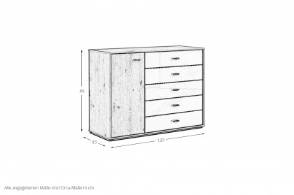 Sevilla von Wiemann - Kommode Glas graphit - Bianco-Eiche