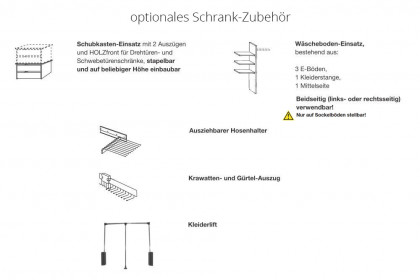 Sevilla von Wiemann - Schrank 250 Eiche - Graphitglas - Spiegel