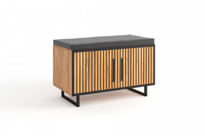 Bella-Foyer von Elfo Möbel - Garderobenbank mit Akustikpaneel in Eiche