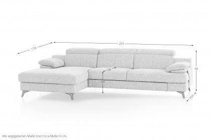 Titus-LE26 von COTTA - Ecksofa Variante links silver