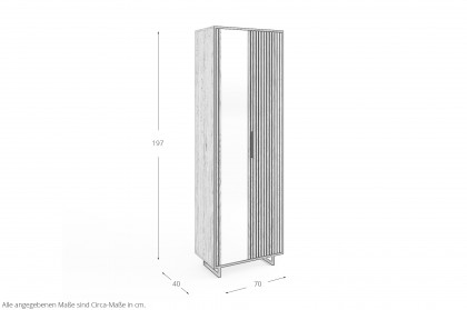 Bella-Foyer von Elfo Möbel - Garderobenschrank in Eiche mit Spiegeltür