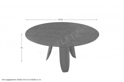 Bastia von Akante - Esstisch mit runder Keramik-Tischplatte