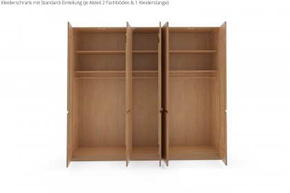 Incasa Onema von Decker - Kleiderschrank Kernbuche - Glas grau mit Griffausfräsungen