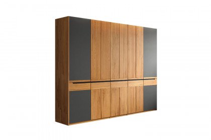 Incasa Onema von Decker - Kleiderschrank Kernbuche - Glas grau mit Griffausfräsungen