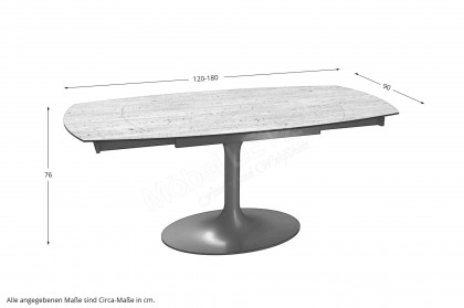 Corcovado von Akante - Ausziehtisch in Keramik Travertin