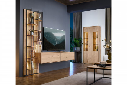 Vala von Hartmann - Wohnwand V28 Kerneiche natur/ Parsolglas