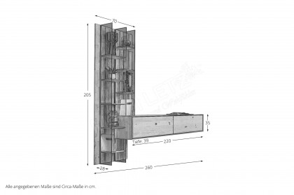 Vala von Hartmann - Wohnwand V28 Kerneiche natur/ Parsolglas