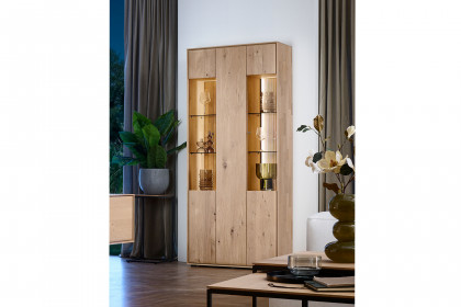 Vala von Hartmann - Wohnwand V28 Kerneiche natur/ Parsolglas