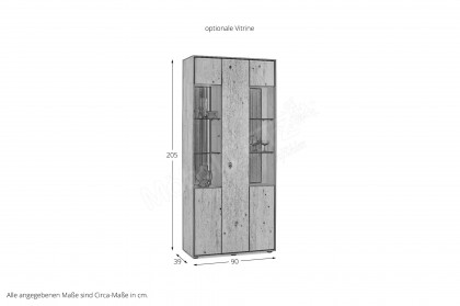 Vala von Hartmann - Wohnwand V28 Kerneiche natur/ Parsolglas