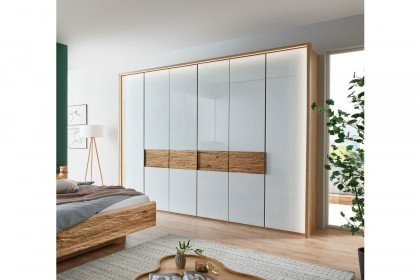 Toben von Wiemann - Schrank Bianco-Eiche teilmassiv - Weißglas
