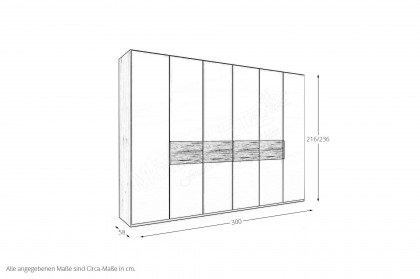 Toben von Wiemann - Schrank Bianco-Eiche teilmassiv - Weißglas