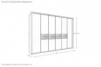 Toben von Wiemann - Schrank Bianco-Eiche teilmassiv - Weißglas