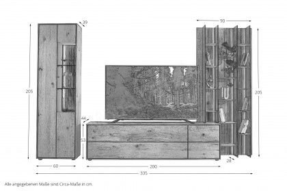 Vala von Hartmann - Wohnwand V34 aus massiver Kerneiche natur