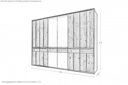 Incasa Onema von Decker - Drehtürenschrank mit Glasakzenten in Anthrazit