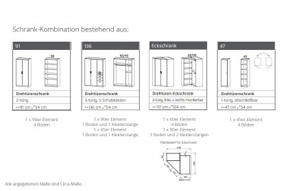 Allrounder von Rauch Blue - Mehrzweck-Eckschrank Eiche - weiß