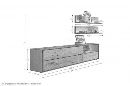 Vala von Hartmann - Wohnwand V24 aus massiver Kerneiche natur