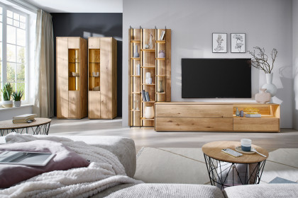 Vala von Hartmann - Wohnwand V38 Kerneiche natur/ Parsolglas