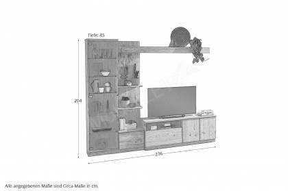 Tessaro-living von Schösswender - Wohnwand TE 31L Wildeiche/ Samtöl