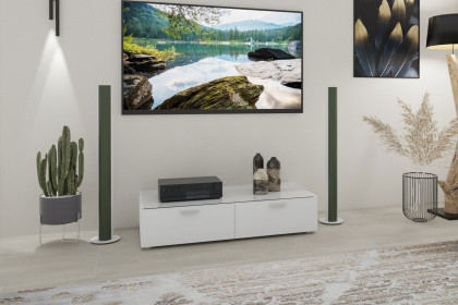 CUBE-living von LEONARDO living - Lowboard mit weißem Glas