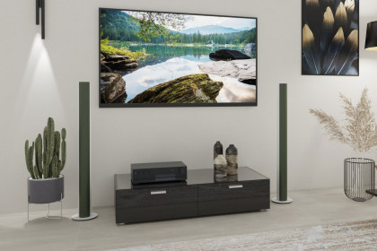 CUBE-living von LEONARDO living - Lowboard mit schwarzem Glas