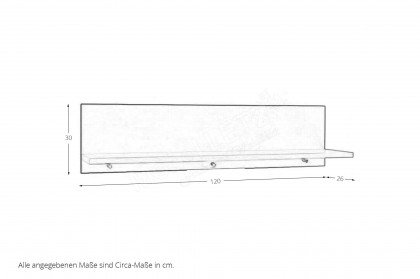 Fien von POL Power - Wandregal ca. 120 cm breit mit 3 Garderobenhaken